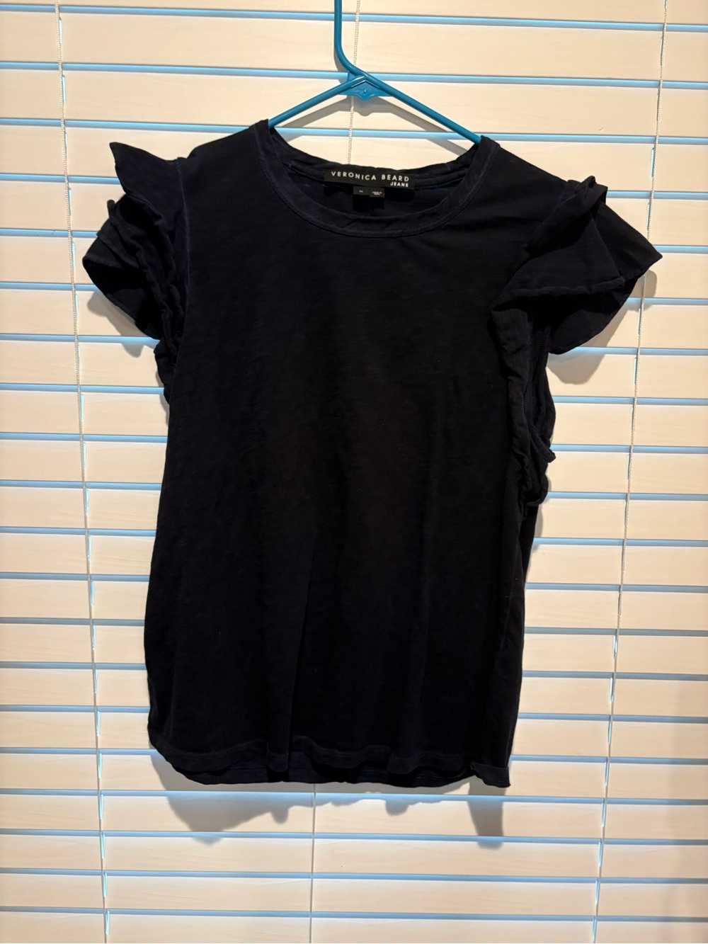 Veronica Beard Black Ruffle Sleeve Tee